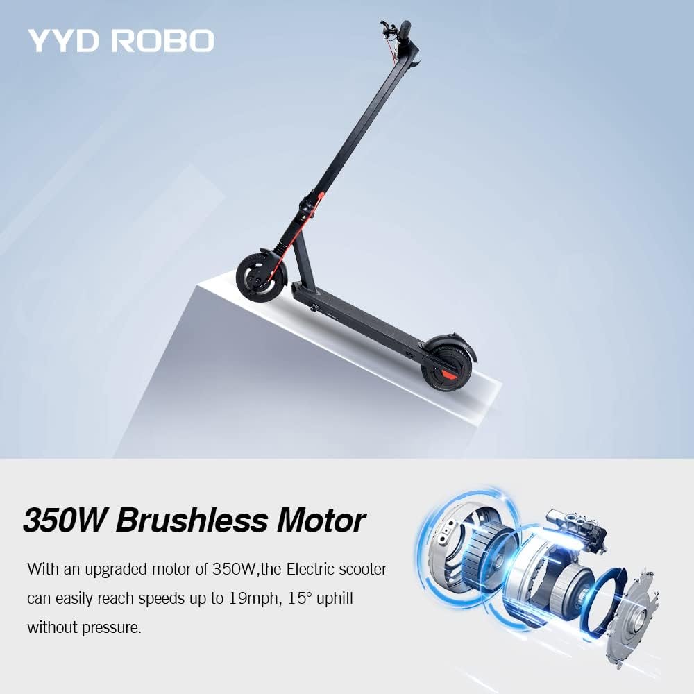 Electric Scooter, Up to 19 Miles Range, 19 Mph Folding Commute Electric Scooter for Adults with 8.5 Solid Tires, Dual Braking System and Smart App Control
