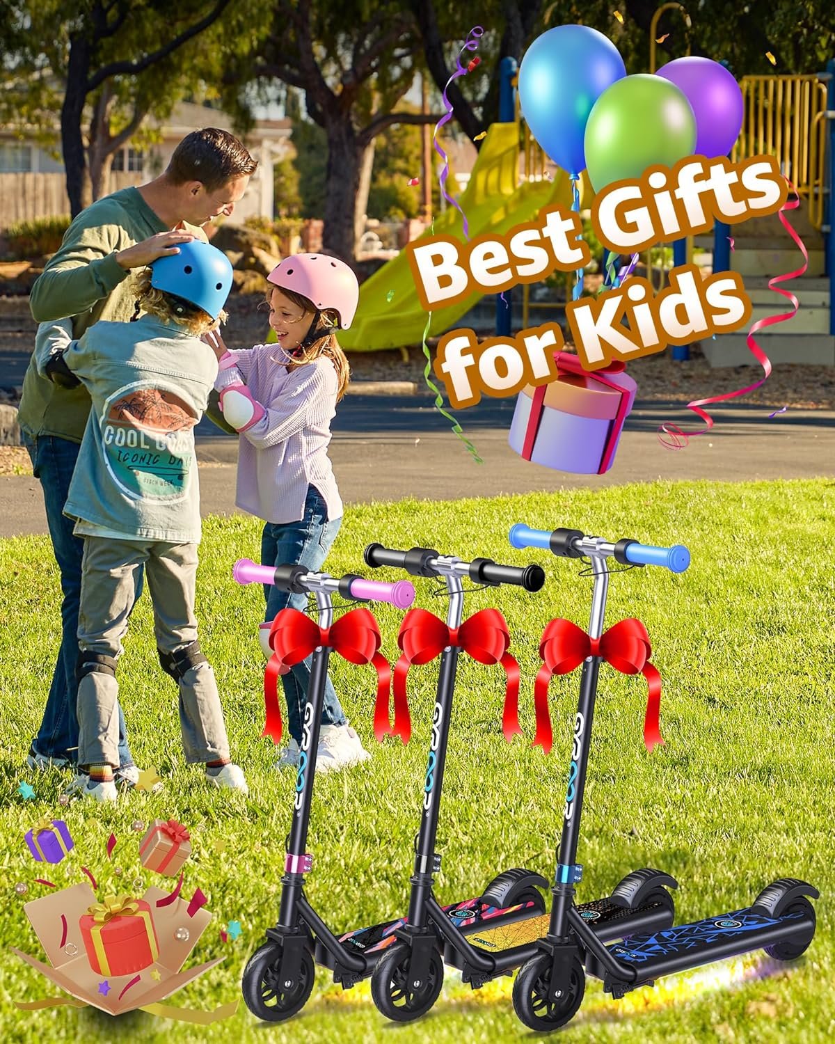 Gyroor H30 Max Electric Scooter for Kids Ages 8-12, 150W Powerful Motor, Bluetooth Music, Dual Brake System, Adjustable Height and Speed, Best Gifts for Kids