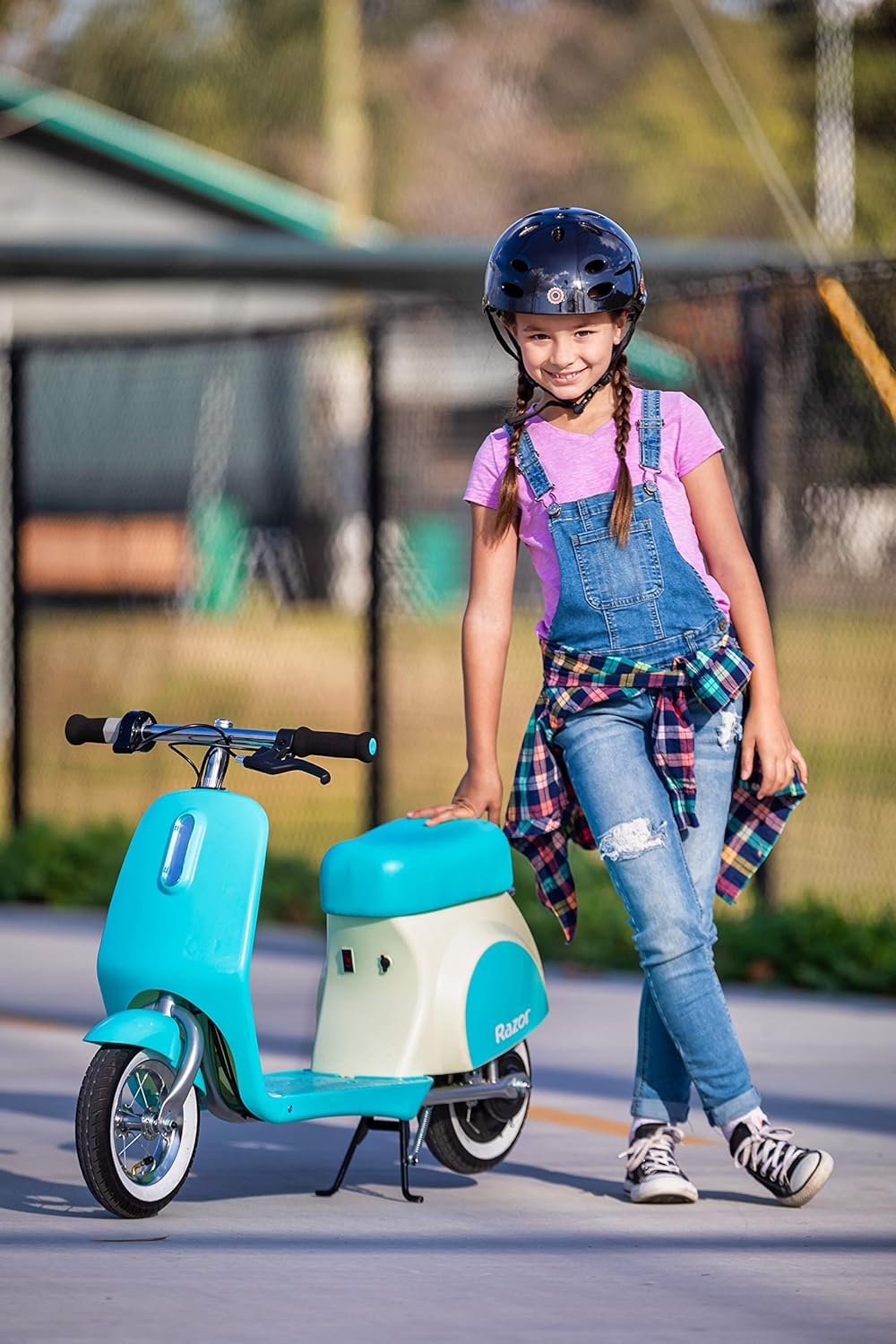 Razor Pocket Mod Petite - 12V Miniature Euro-Style Electric Scooter for Ages 7+, 100-watt Motor, Up to 40 min Ride Time, For Riders up to 110 lbs, Blue